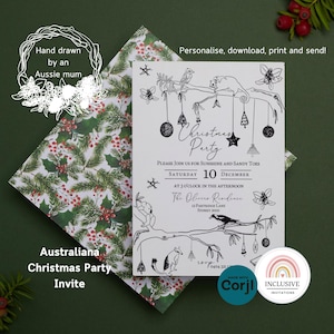 Hand Drawn Australian Christmas Party Invitation (Printable)