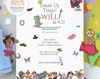 Invitación para fiesta de disfraces: Cumpleaños infantil, superhéroe, hada (digital)