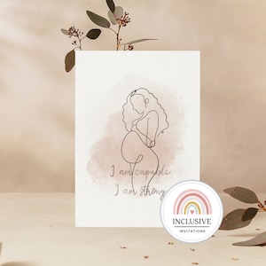Hand drawn printable calm birth affirmation cards for hypnobirthing and positive thinking, home birth, hospital room decor, baby shower gift