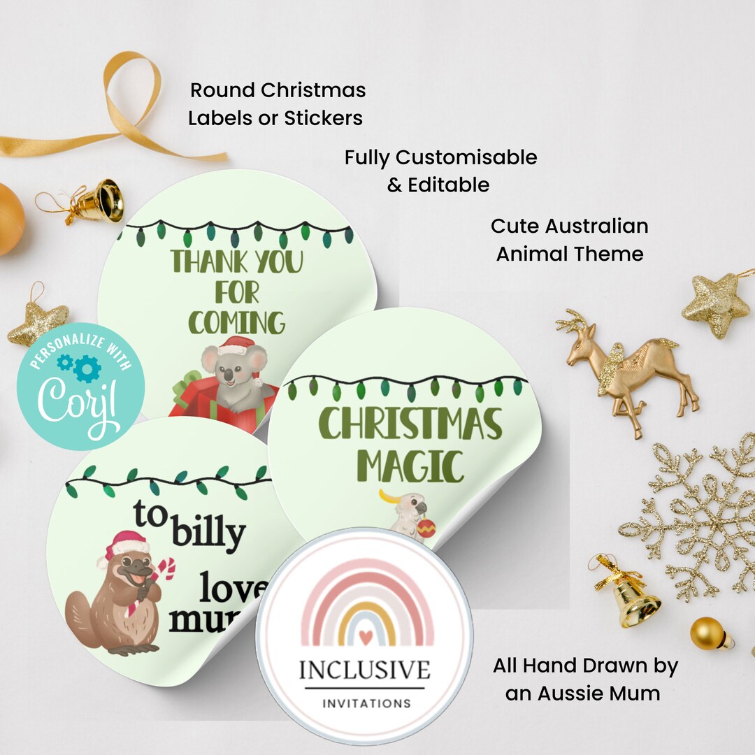 Printable Round Christmas Labels, Circle Stickers, Circular Christmas ...