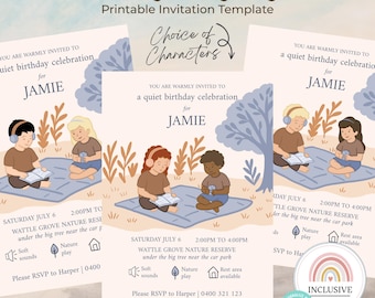 Plantilla de invitación de cumpleaños sensorialmente amigable: Autismo neurospicioso (imprimible)