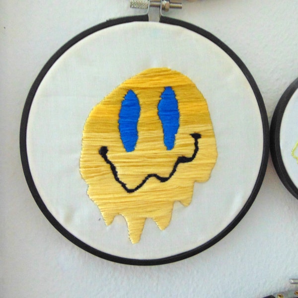 Trippy smiley face embroidery