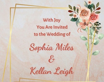 Wedding Invitation, Wedding Evite, Wedding Invitation Gold, Invitation, Evite, Event Invitation, Event Evite, From the Couple Invitation