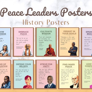 Peace Leaders Posters, Historical Figures Posters, History Posters, Classroom Decor, Middle School Decor, Middle School Posters, printable