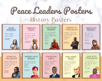Peace Leaders Posters, Historical Figures Posters, History Posters, Classroom Decor, Middle School Decor, Middle School Posters, printable