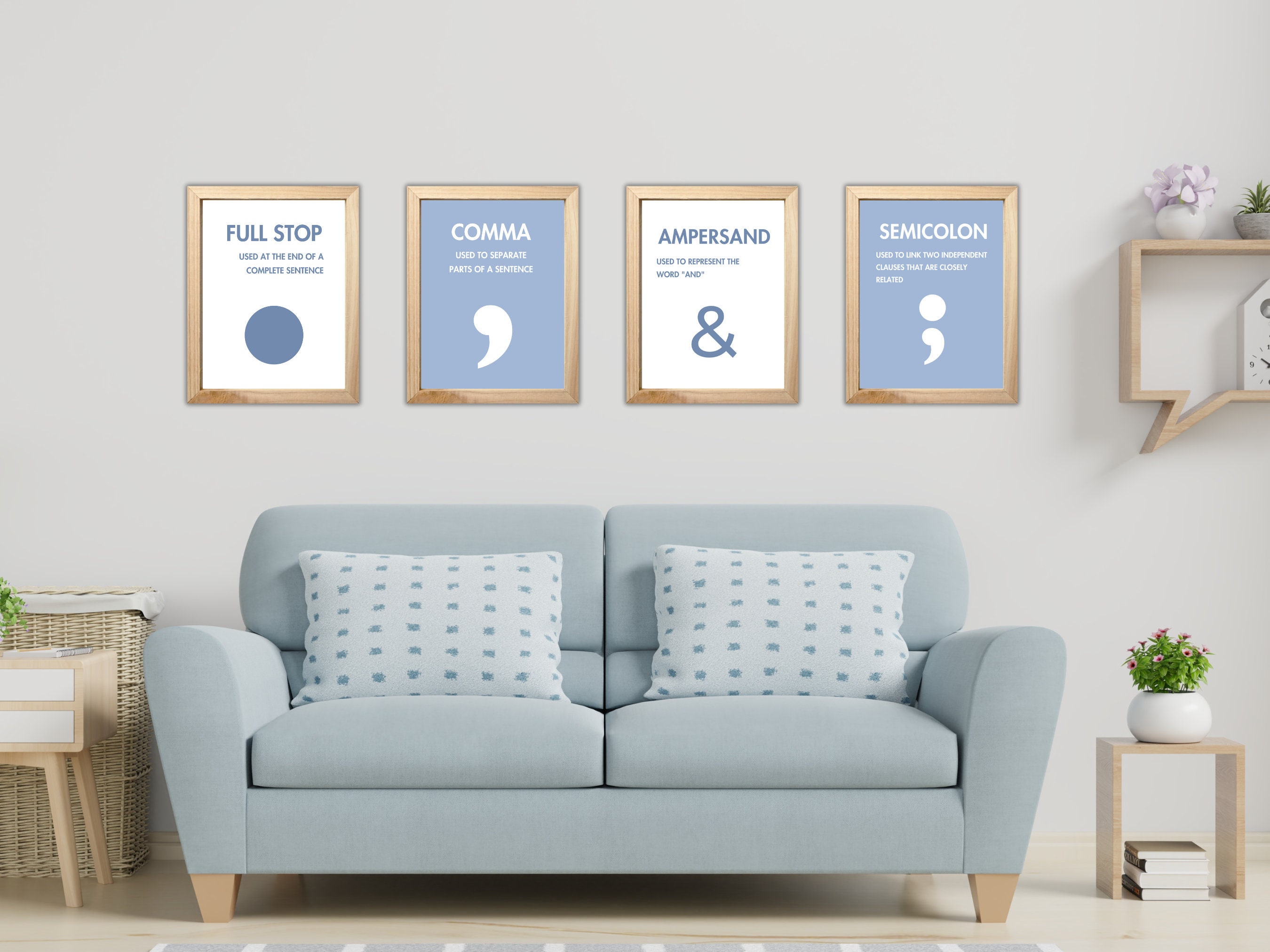 Punctuation English Classroom Posters Set of 12, Boho Classroom Decor ...