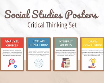 Social Studies Posters, Critical Thinking Posters, History Posters, History Classroom Decor, Social Studies Classroom Decor, History Teacher