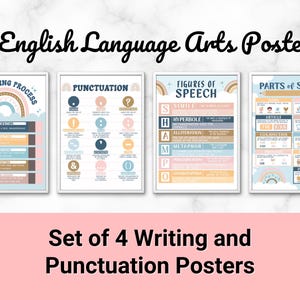 English Posters, Parts of Speech Posters, Punctuation Posters, Grammar Posters, Boho English Language Arts Posters, English Class Decor