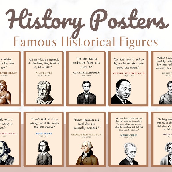 Historical Figures Posters | Famous Historical Figures | History Posters | History Quotes | History Classroom |Classroom Decor|Famous Quotes