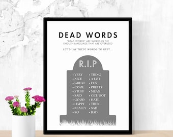 Cartel de inglés divertido, cartel de palabras en inglés muertas, decoración del aula de inglés, profesor de inglés, cartel de gramática, cartel de puntuación, decoración de inglés