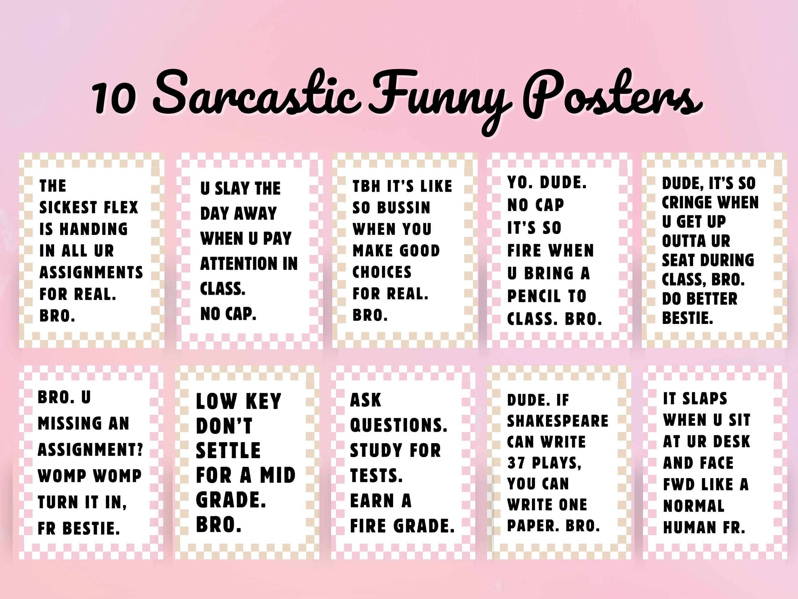 Sarcastic Funny Classroom Posters, Middle School Teacher Posters, High ...