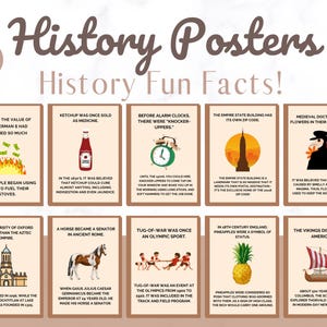 History Classroom Decor, set of 10 history posters, history facts, social studies classroom, history teacher, funny history teacher posters