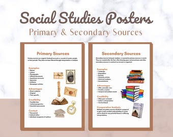 Primary & Secondary Sources Posters, Social Studies Posters, History Posters, Social Studies Classroom Decor, History Classroom Decor