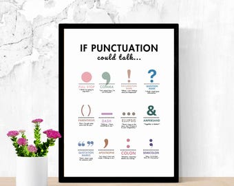 Punctuation English Classroom Posters, Boho classroom decor, english classroom decor, english teacher decor,english classroom,grammar poster