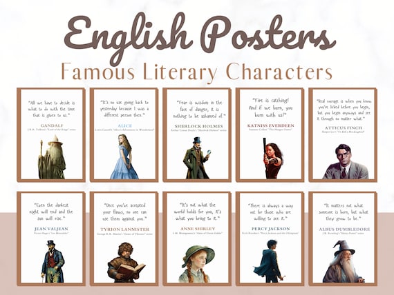 Famous Characters Posters, English Classroom Decor, English Novel Posters, ELA Classroom Decor, English Decor, English Literature Posters