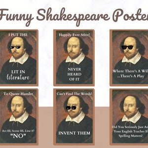 Funny Shakespeare English Classroom Poster, Funny English Classroom Decor, Shakespeare Funny Posters, High School Middle School Decor