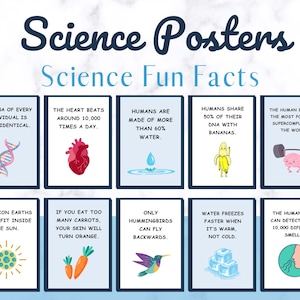 Fun Facts Science Posters, Science Classroom Decor, Science Posters, Science Printable Posters, Biology Posters, Science Teacher,class decor