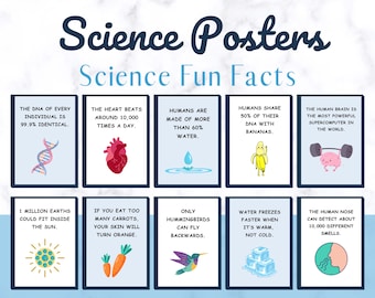 Fun Facts Science Posters, Science Classroom Decor, Science Posters, Science Printable Posters, Biology Posters, Science Teacher,class decor