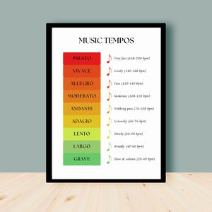 Music Classroom | Music Tempo Poster | Music Education | Music Theory Posters | Educational Music Wall Art | Music Print | Music Teacher |
