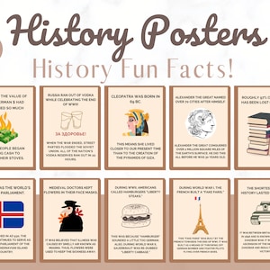 History Classroom Decor, set of 10 history posters, history facts, social studies classroom, history teacher, funny history teacher posters