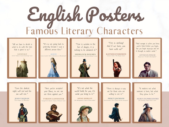 Famous Characters Posters, English Classroom Decor, English Novel Posters, ELA Classroom Decor, English Decor, English Literature Posters