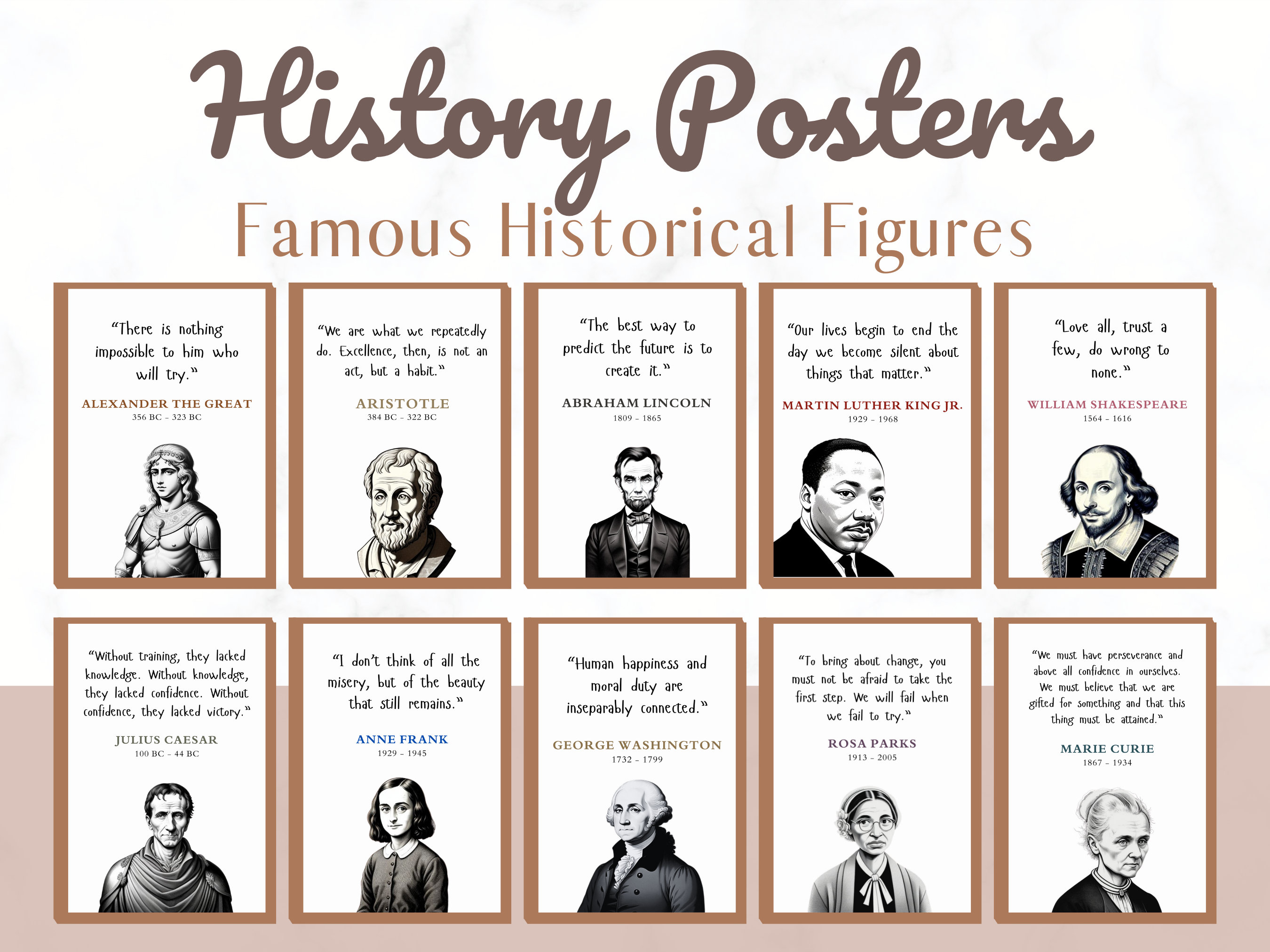 Historical Figures Posters | Famous Historical Figures | History Posters | History Quotes | History Classroom |Classroom Decor|Famous Quotes