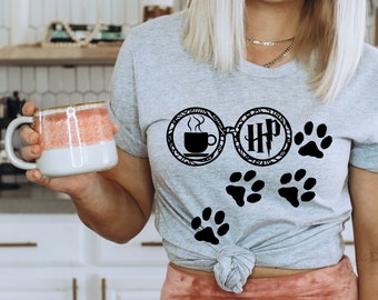 All Things Dog, HP & Coffee Shirt, Harry Pottery T-Shirt Sweatshirt, Women Cute T-Shirt, Potterhead Tee, Wizarding Gift, Dog Mom Clothing