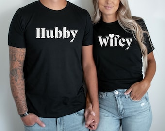 Hubby Wifey Shirts, Honeymoon Shirt, Just Married Shirt, Engagement Shirt, Wedding Shirts, Bridal Gift Engagement, Husband And Wife Shirts
