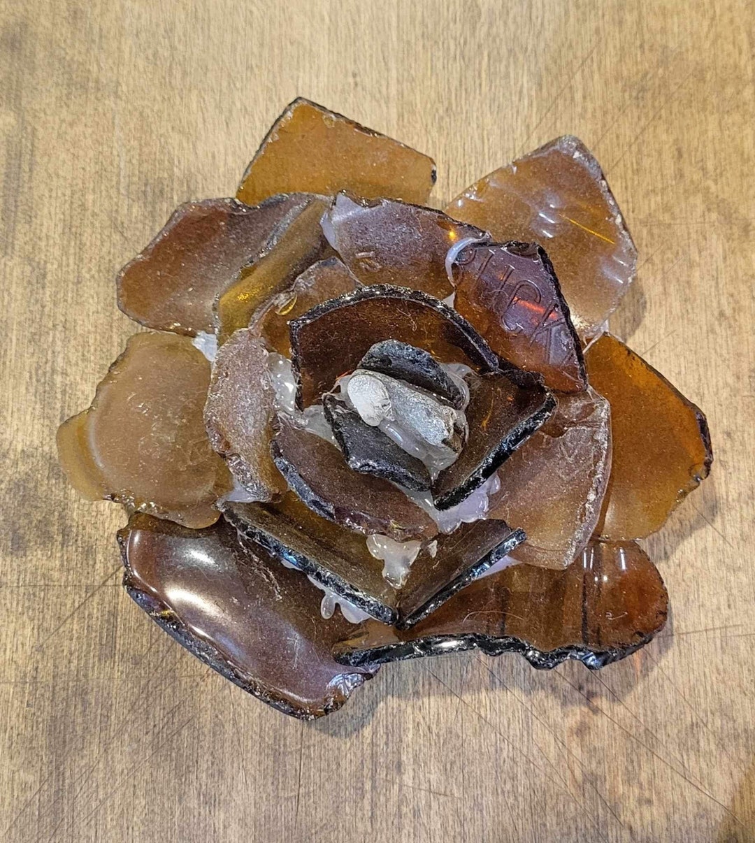 Sea Glass Rose, Clear Glass, Green Glass, Vintage Real Sea Glass. Etsy