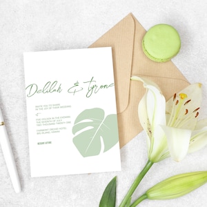Tropical Wedding Invitation Suite • Modern Botanical Green Floral Design • Paperless Post Template • MONSTERA