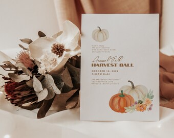 Fall Harvest Modern Party Invitation • Autumn Terracotta Pumpkin Design • Paperless Post Template
