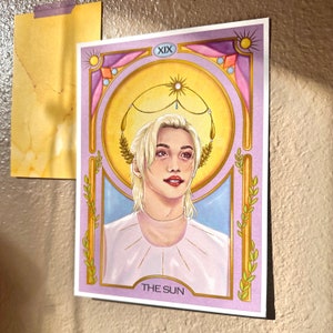 Stray Kids Felix &quot;Our Sun&quot; Art Print | Art Nouveau Tarot The Sun Print | SKZ K-Pop Print Wall Art