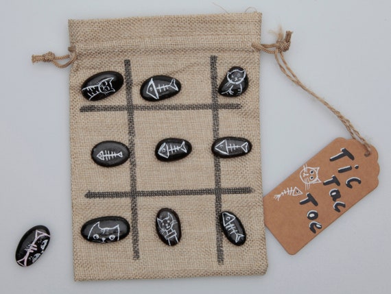 Tic Tac Toe Board Game with Rocks