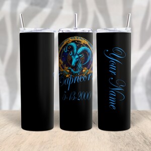Zodiac Tumbler, Capricorn Tumbler, Travel Mug, Customized Tumbler/Mug, 20oz Skinny Tumbler