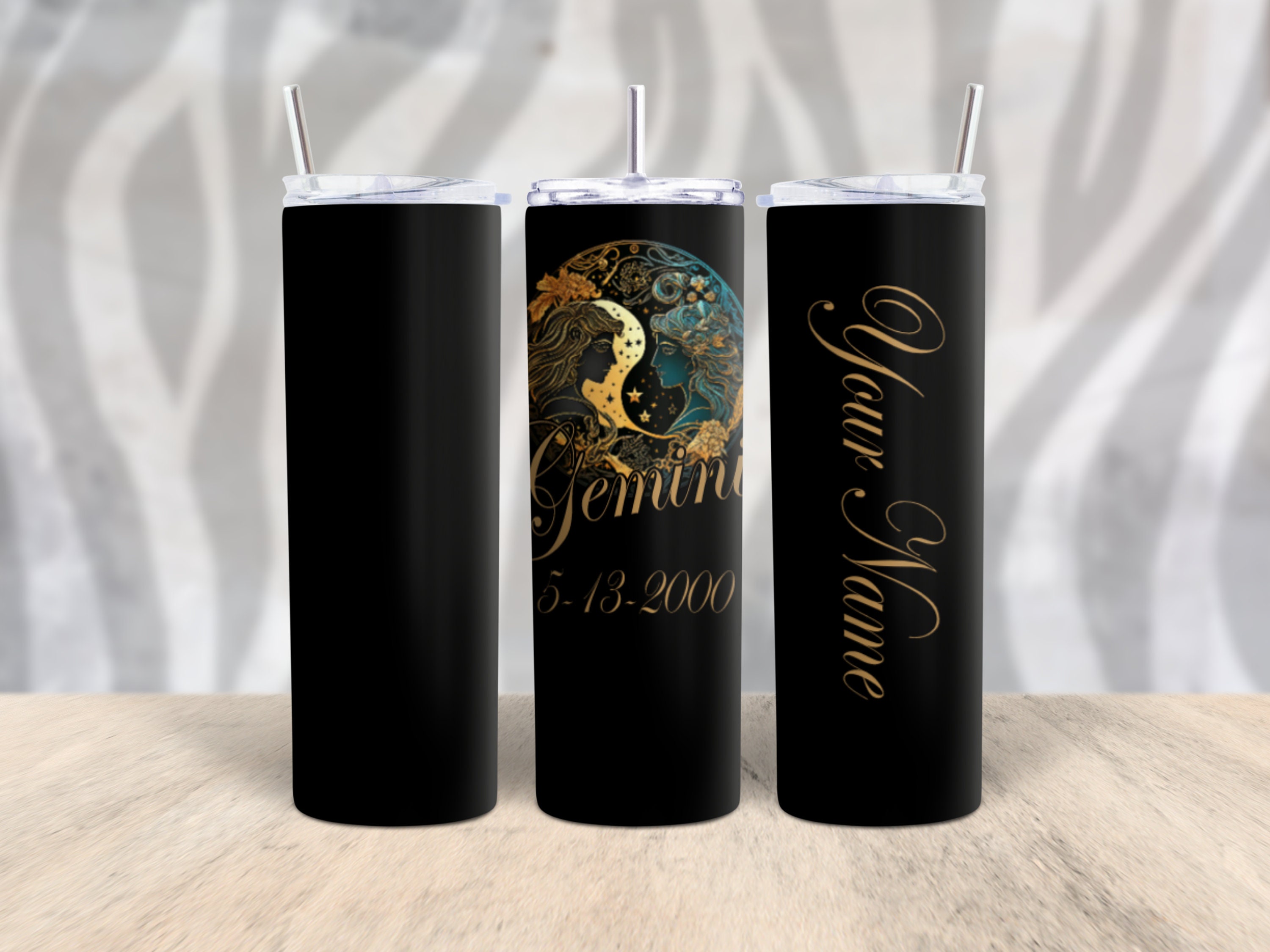 Zodiac Tumbler, Gemini Tumbler, Travel Mug, Customized Tumbler/Mug, 20oz Skinny Tumbler