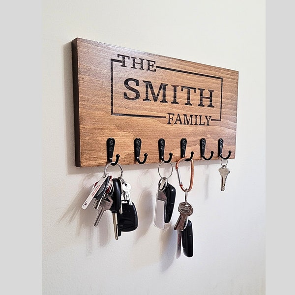 Personalized Wooden Key Holder for Wall, Wood Key Organizer, Minimalist Key Hooks Wall Mounted, Key Hanger, Entryway Key Holder, Gift