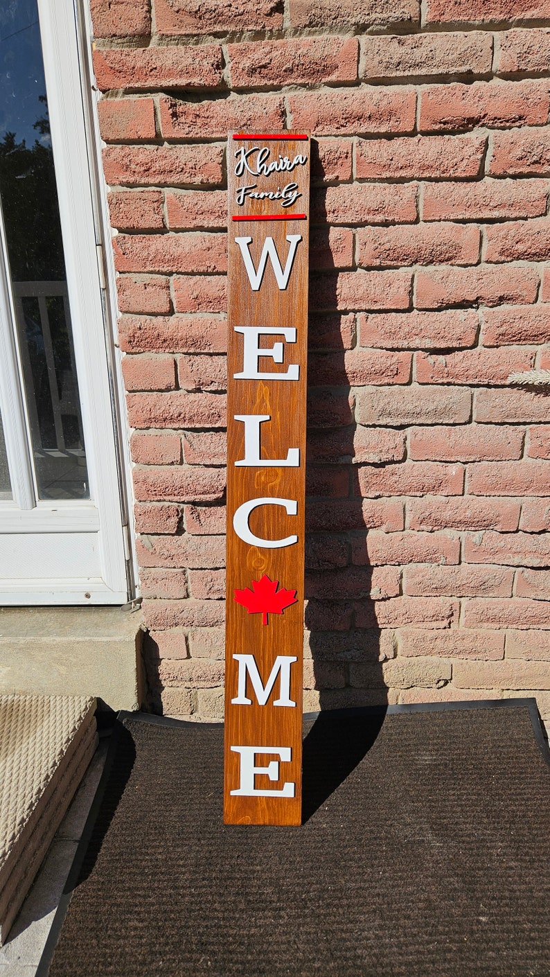 Wooden Welcome Porch Sign, 3d Letters Vertical Outdoor Sign, Porch ...