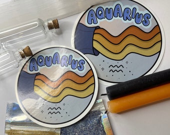 Custom Drawn Handmade Aquarius Sticker High Gloss and Water Resistant