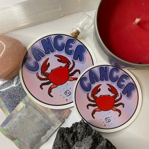 Custom Drawn Handmade Cancer Sticker High Gloss and Water Resistant image 3