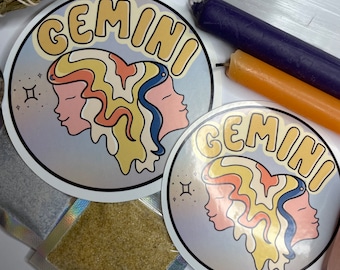 Custom Drawn Handmade Gemini Sticker High Gloss and Water Resistant