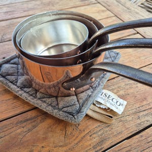 Elegant Set of 3 Copper Pans - Made in France by Havard - Authentic Vintage Kitchenware