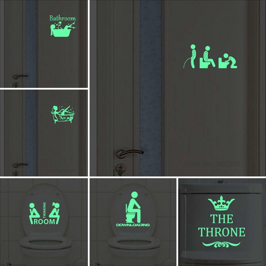 Glow in the Dark Bathroom Stickers Luminous Cartoon Glow in - Etsy