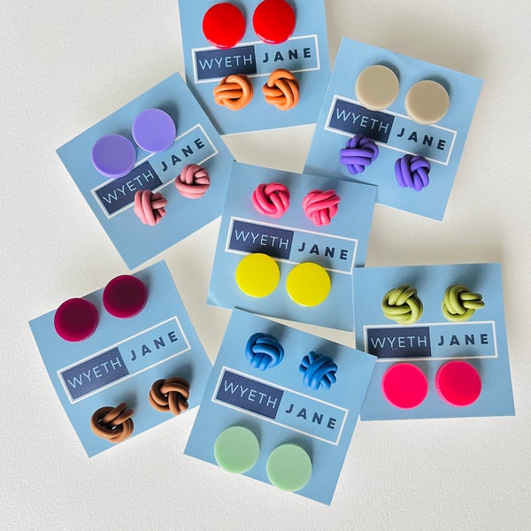 Knot Stud Earring Pack | Build Your Own 2 Pack | Polymer Clay | Lightweight |  Statement Studs