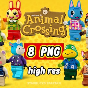 Animal Crossing Minifigures PNG Villagers Clipart New Horizons Icons Sticker Bunnie Isabelle Tom Nook Marshall Julian Rosie Fauna Kapp'n