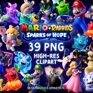 Mario + Rabbids Sparks of Hope Kingdom Schlacht Videospiel PNG Bilder Clipart | Geburtstag Einladung Aufkleber Rosalina Poster Cricut Cursa