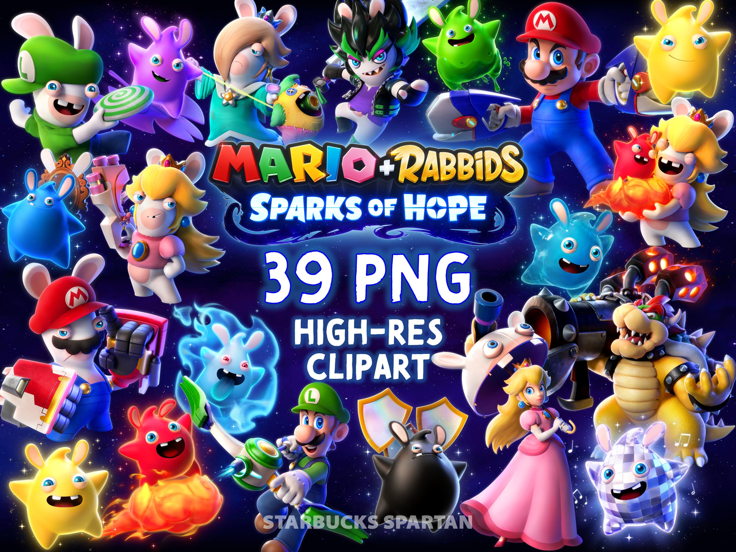 Mario Rabbids Sparks of Hope Kingdom Battle Video Game PNG Images Clipart  Birthday Invitation Stickers Rosalina Poster Cricut Cursa -  Denmark
