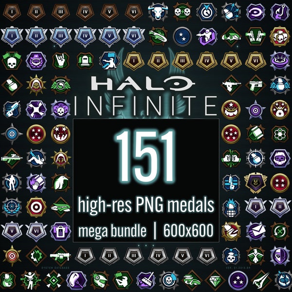 Halo Infinite PNG Medals Multiplayer Badges CSR Rank Emblem Signum | gaming twitch discord emotes sub badge stickers ornaments Xbox overkill