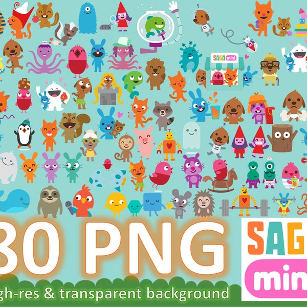 Sago Mini World Characters PNG Clipart | Educational Game Children Robin Harvey Jack Cartoon School Animal Stickers Rosie Fins Pita Miso