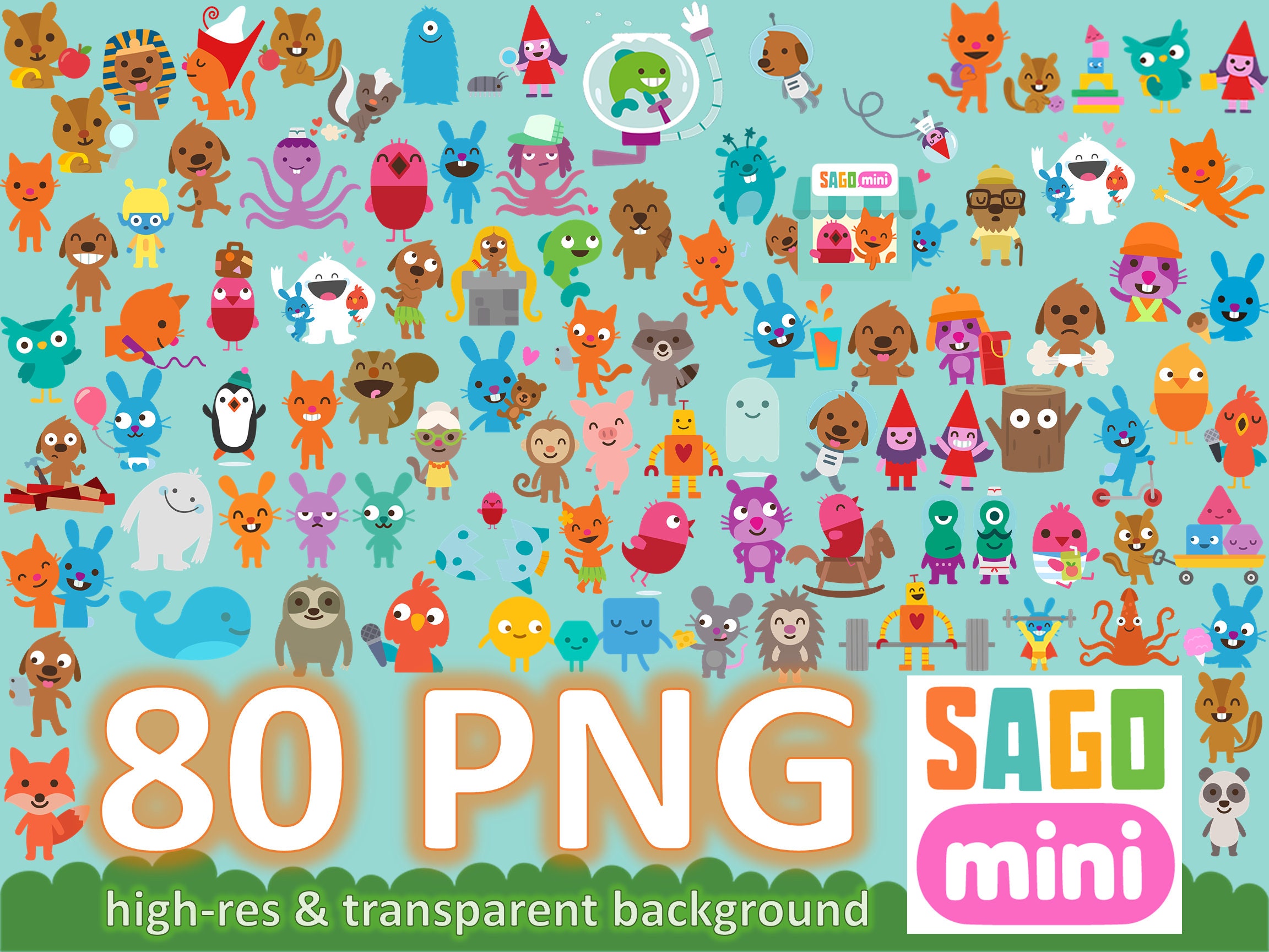 Sago Mini World Characters PNG Clipart Educational Game Children Robin  Harvey Jack Cartoon School Animal Stickers Rosie Fins Pita Miso 