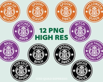 Coffee Halloween Skeleton Logos Clipart PNG spooky season holiday witches brew high resolution